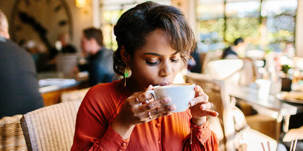 Lady sipping tea (14 Formats)